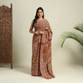 Buy Brown Bindaas Art Natural Dyed Cotton Block Print Saree