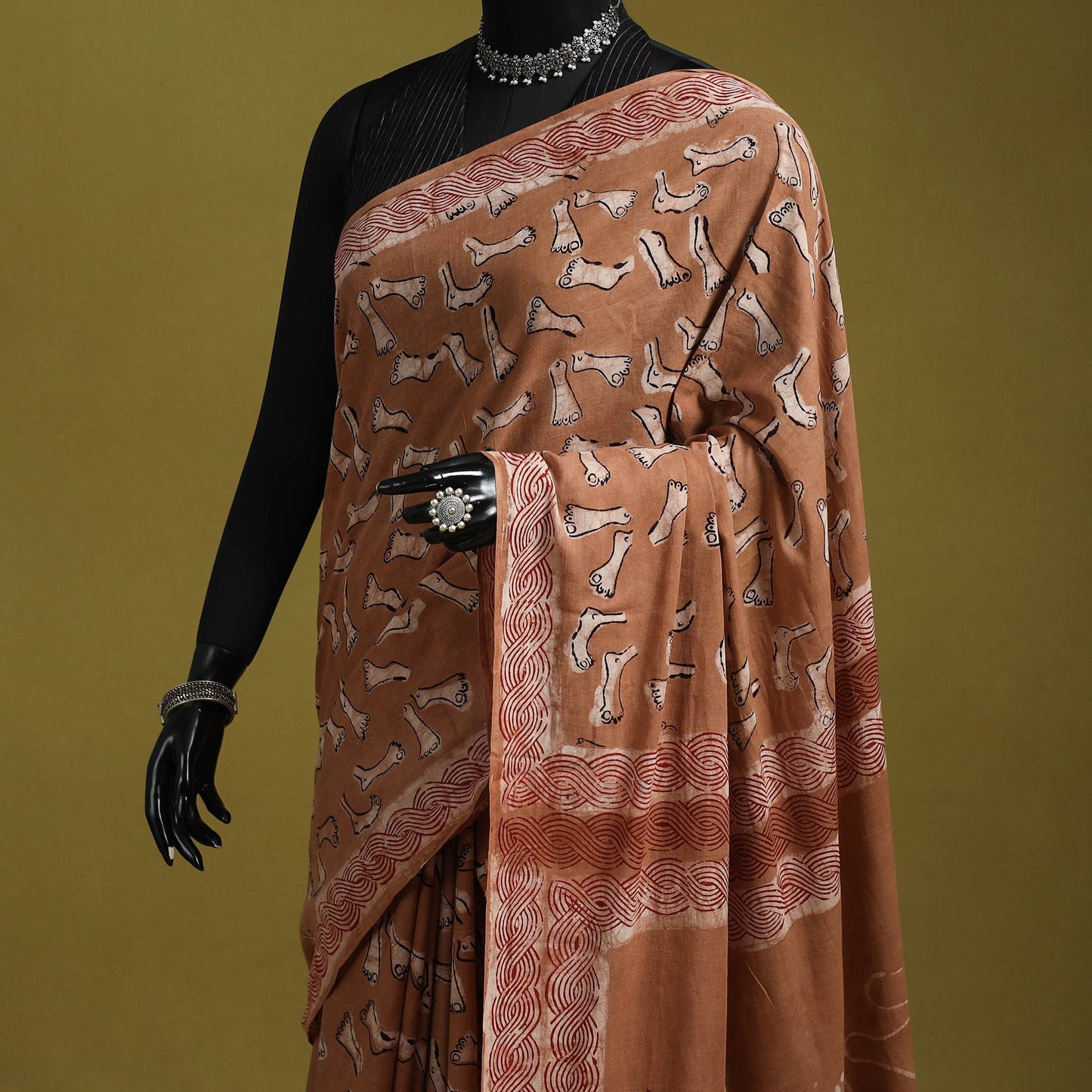 Brown - bindaas art natural dyed cotton saree 07