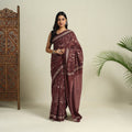 Buy Brown Bindaas Art Natural Dyed Cotton Block Print Saree