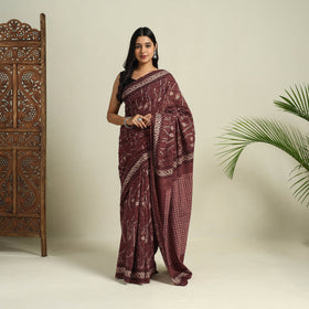 Buy Brown Bindaas Art Natural Dyed Cotton Block Print Saree
