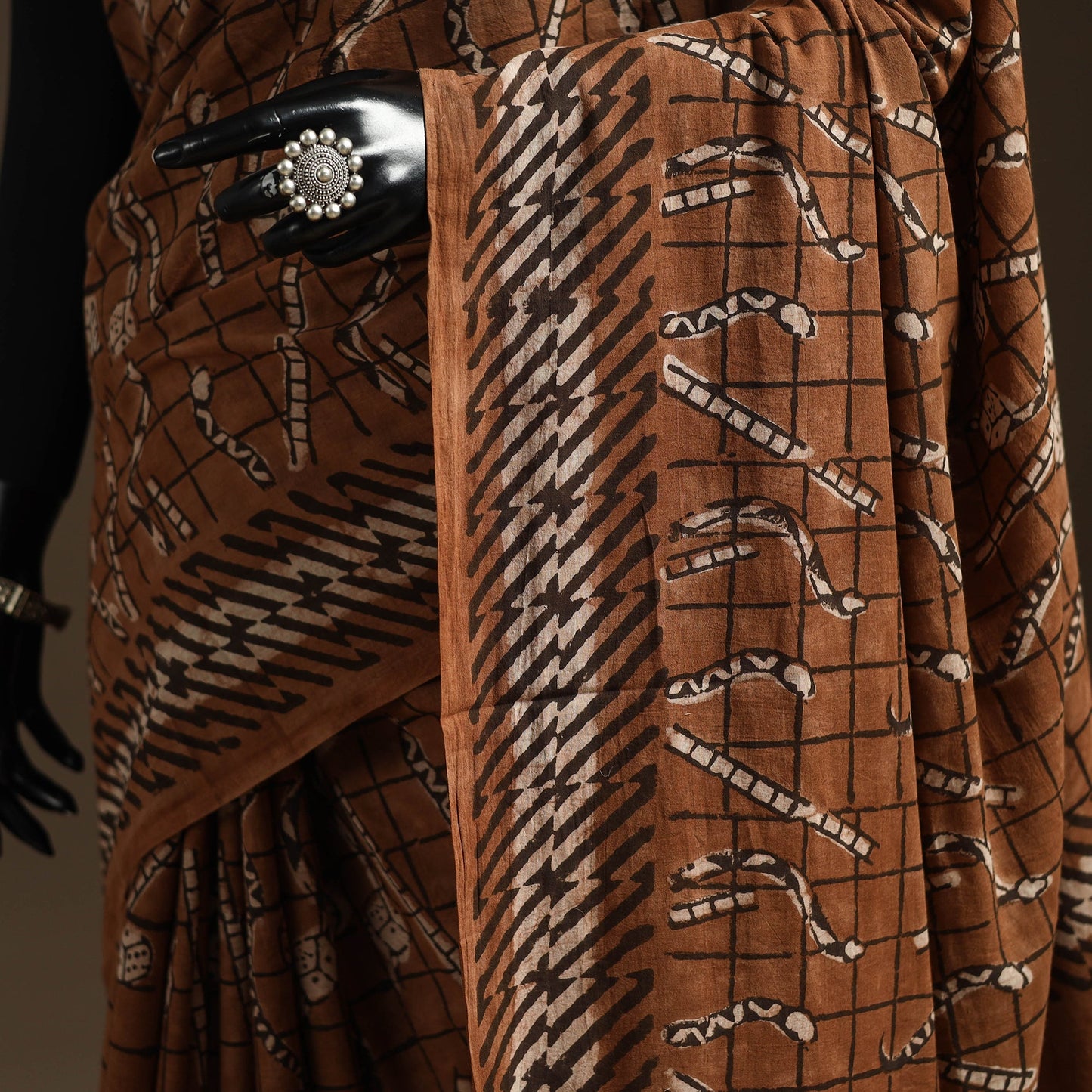 Brown - bindaas art natural dyed cotton saree 09