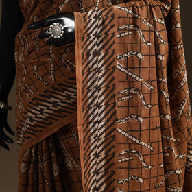 Brown - bindaas art natural dyed cotton saree 09