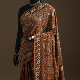 Brown - bindaas art natural dyed cotton saree 09