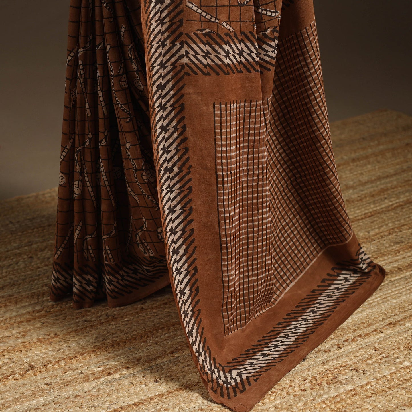Brown - bindaas art natural dyed cotton saree 09