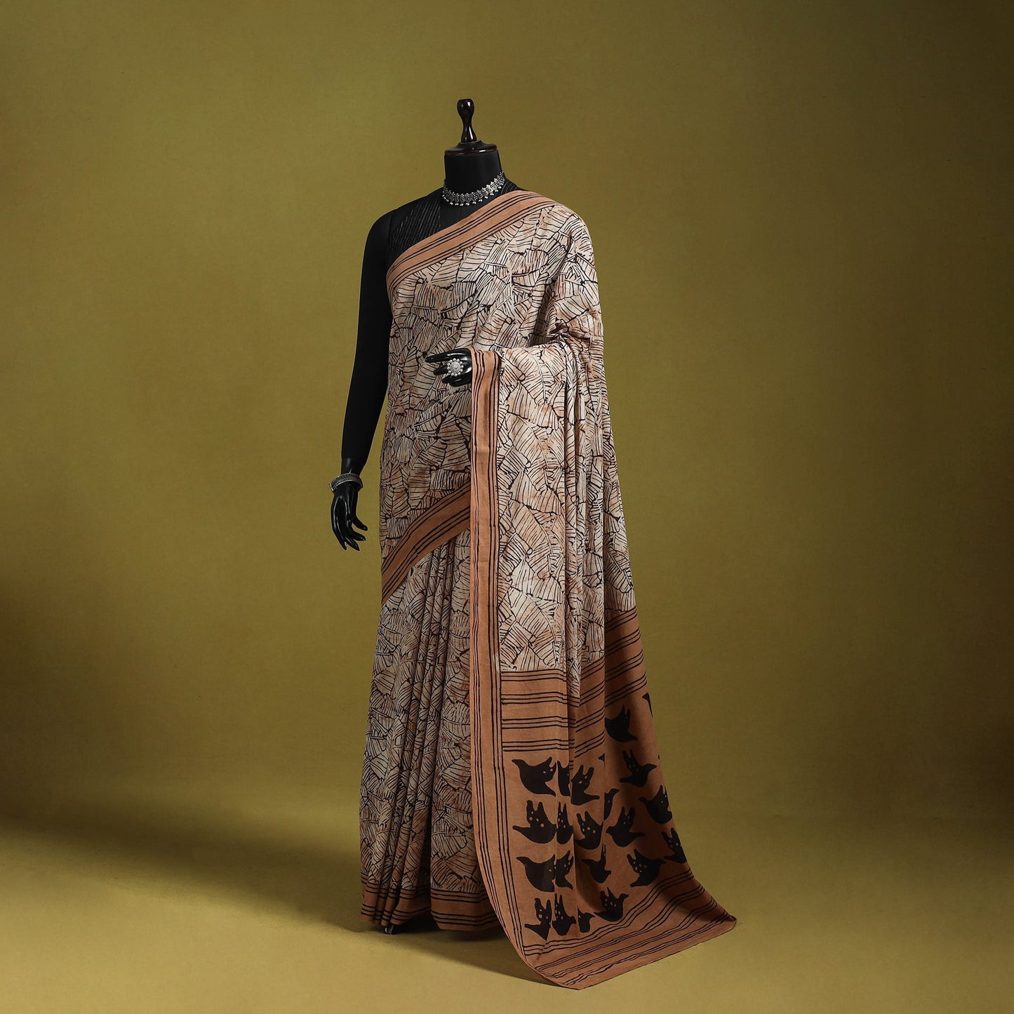 Brown - bindaas art natural dyed cotton saree 11