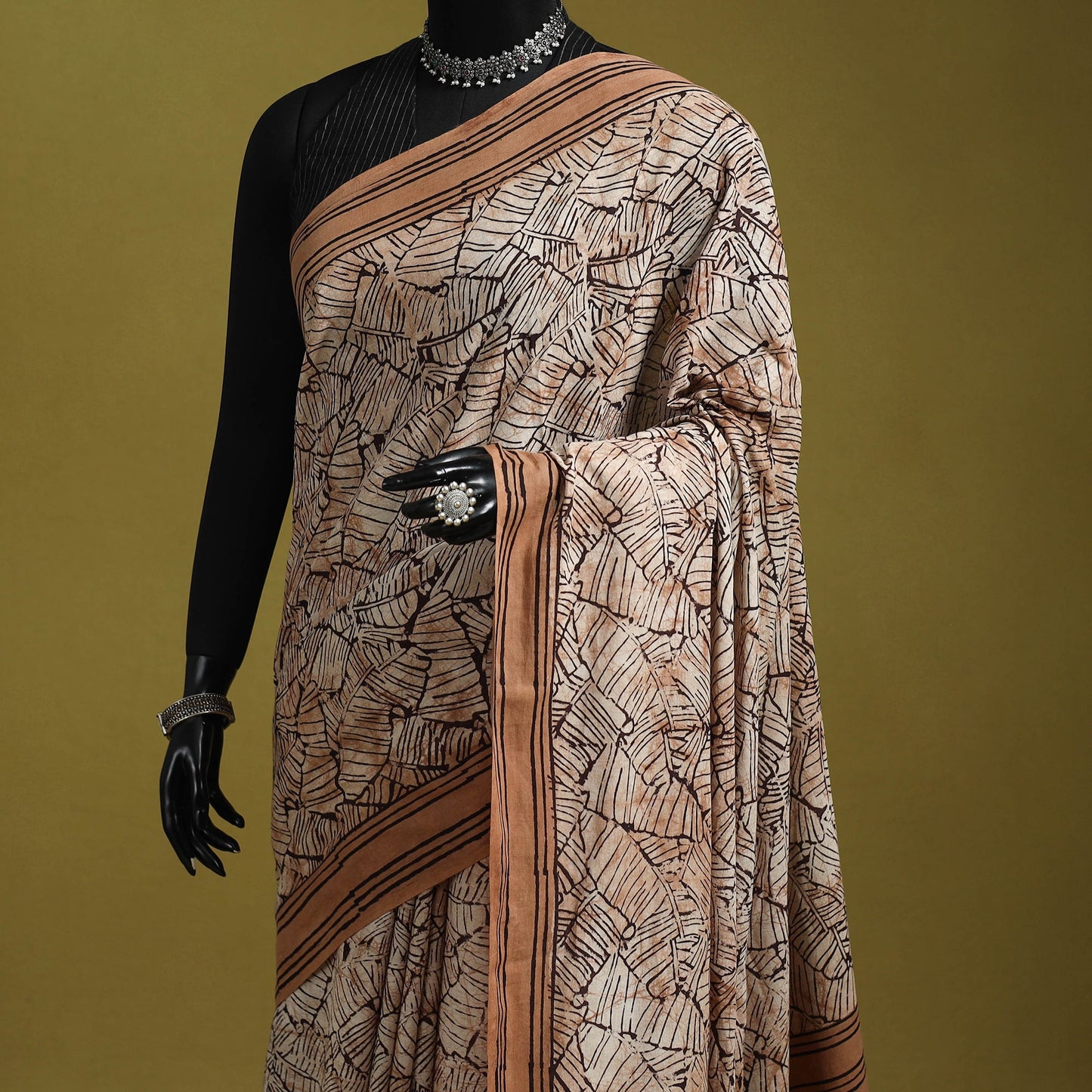 Brown - bindaas art natural dyed cotton saree 11