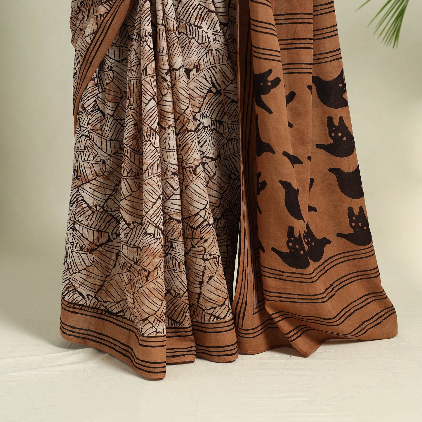Buy Brown Bindaas Art Natural Dyed Cotton Block Print Saree