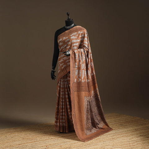 Brown - bindaas art natural dyed cotton saree 115