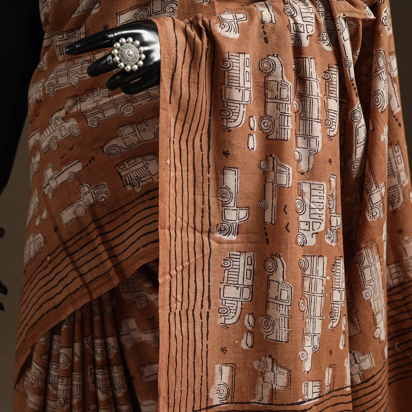 Brown - bindaas art natural dyed cotton saree 115