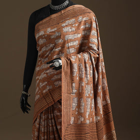 Brown - bindaas art natural dyed cotton saree 115