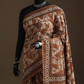 Brown - bindaas art natural dyed cotton saree 19