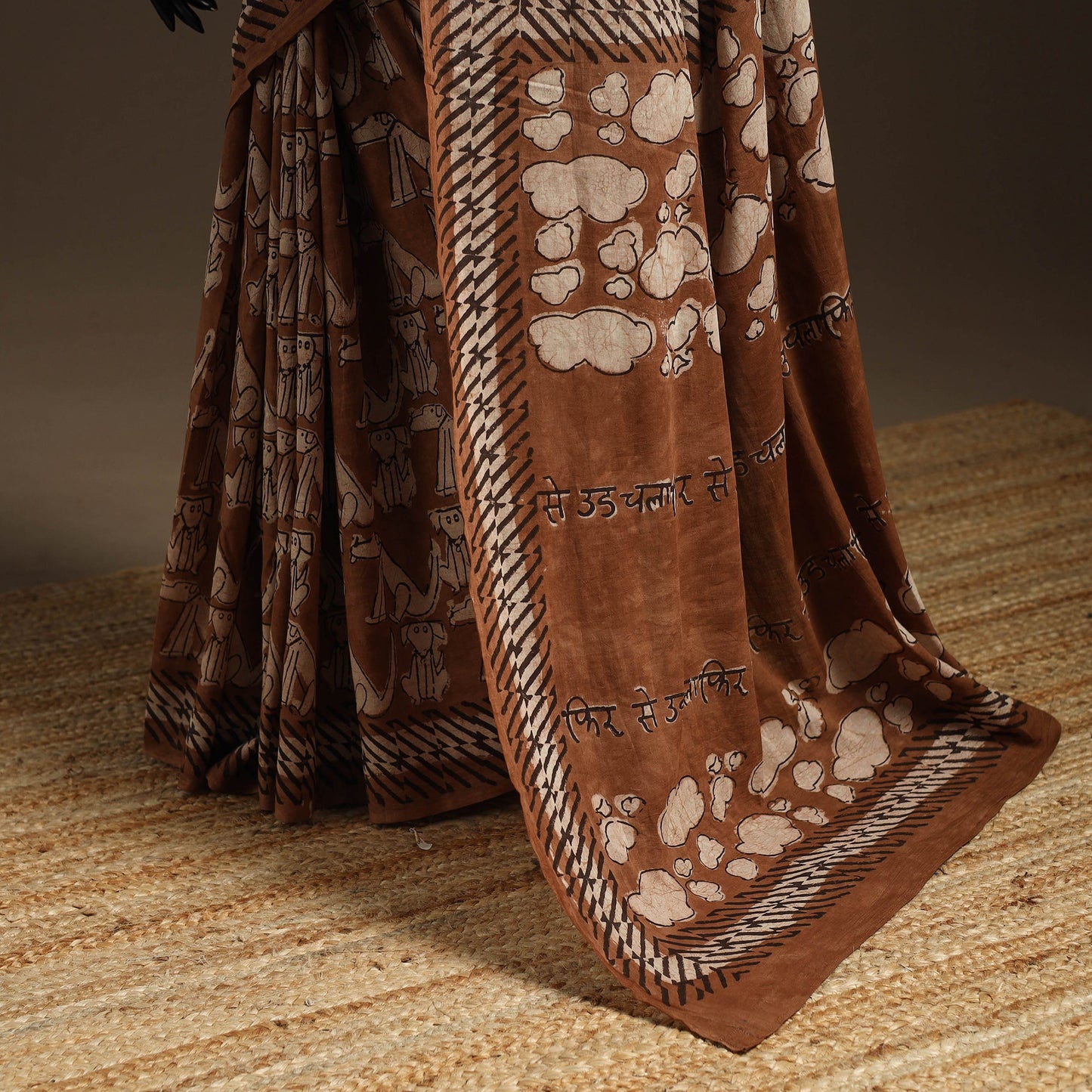 Brown - bindaas art natural dyed cotton saree 19