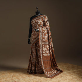 Brown - bindaas art natural dyed cotton saree 19