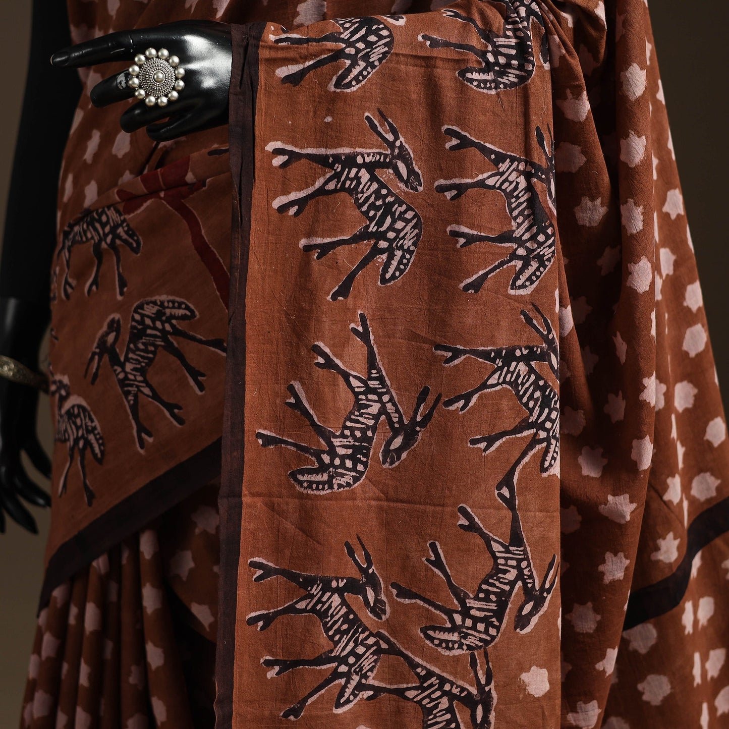 Brown - bindaas art natural dyed cotton saree 25