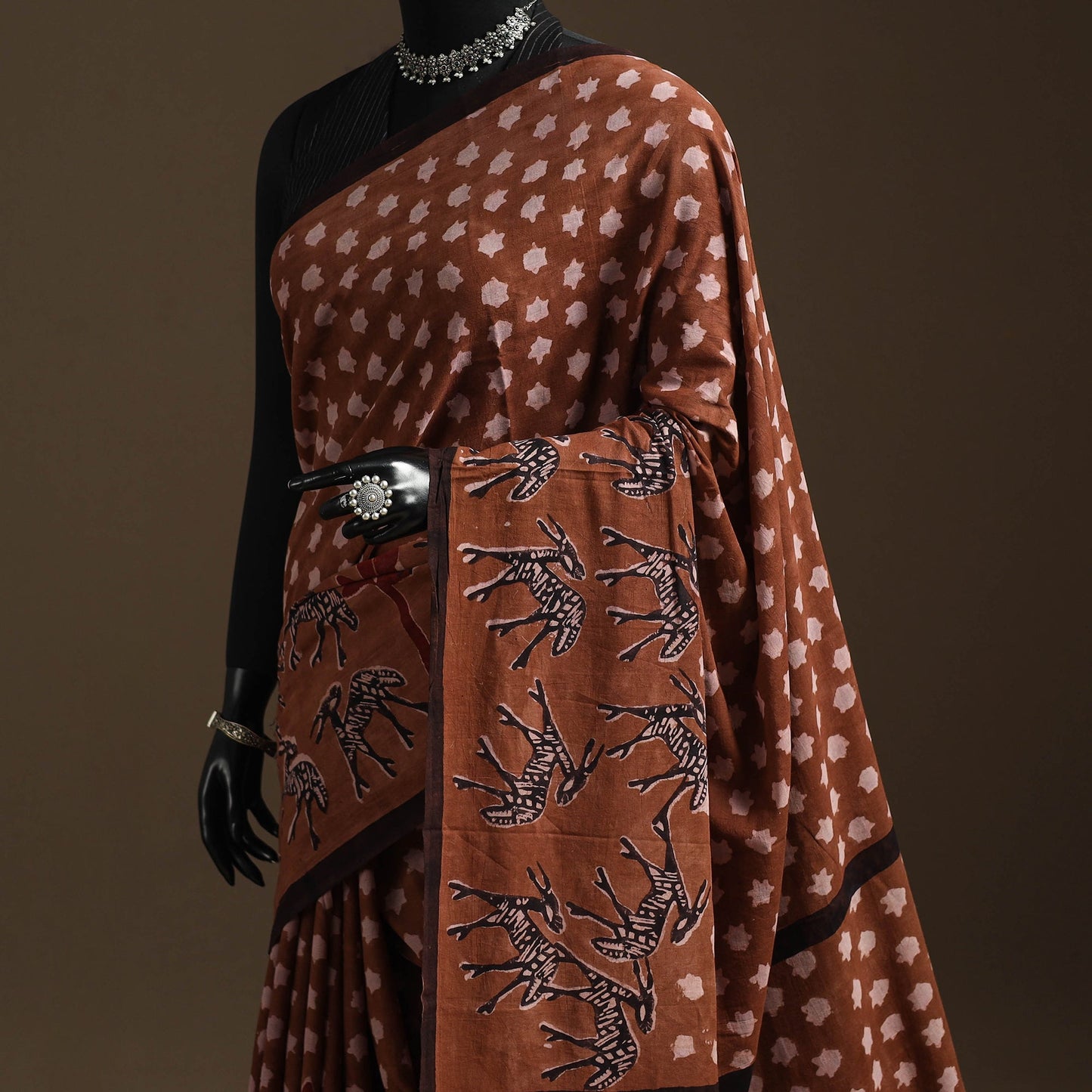 Brown - bindaas art natural dyed cotton saree 25