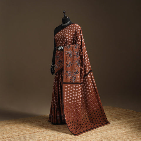 Brown - bindaas art natural dyed cotton saree 25