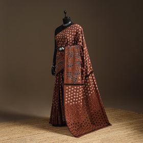 Brown - bindaas art natural dyed cotton saree 25