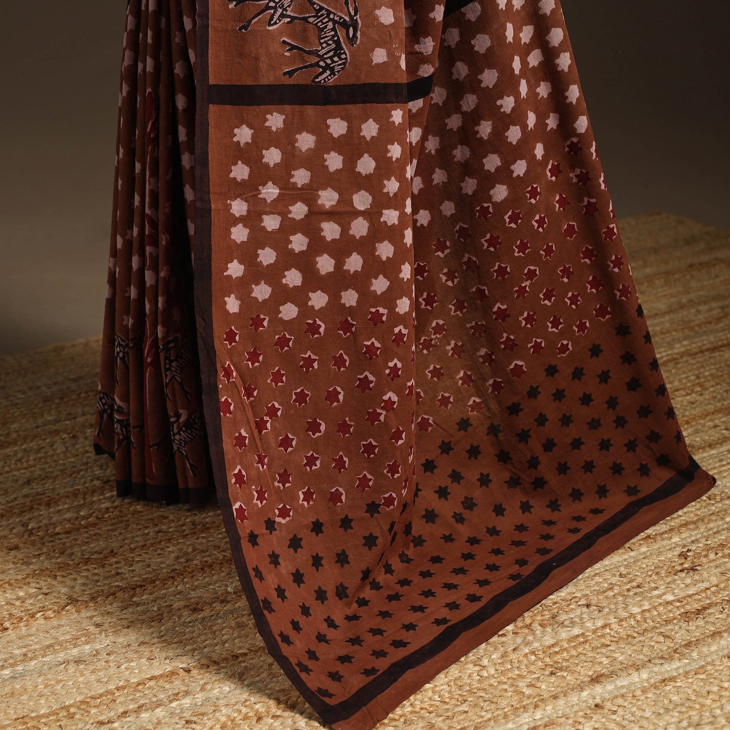 Brown - bindaas art natural dyed cotton saree 25