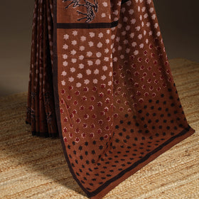 Brown - bindaas art natural dyed cotton saree 25