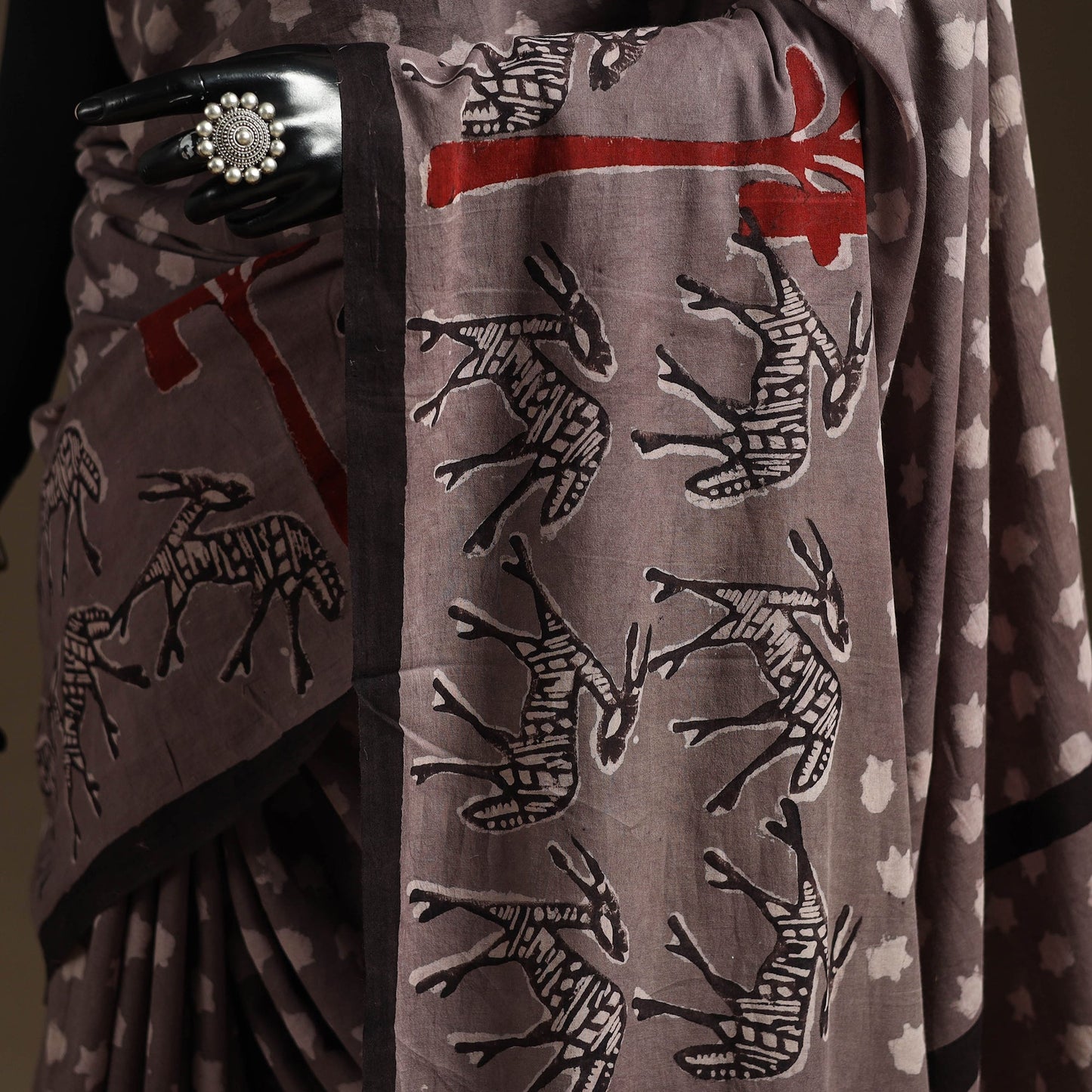 Brown - bindaas art natural dyed cotton saree 27