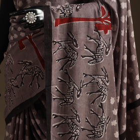 Brown - bindaas art natural dyed cotton saree 27