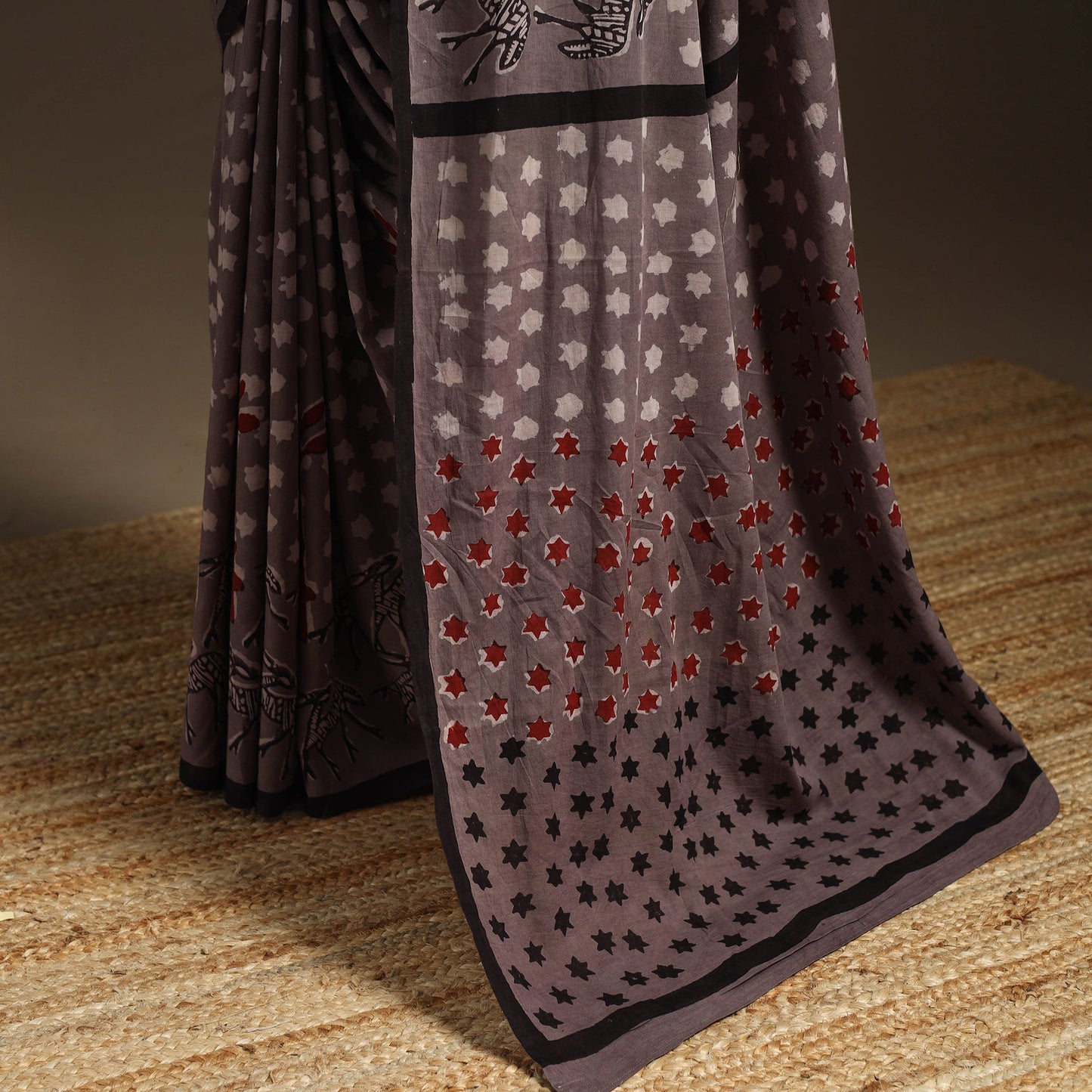 Brown - bindaas art natural dyed cotton saree 27