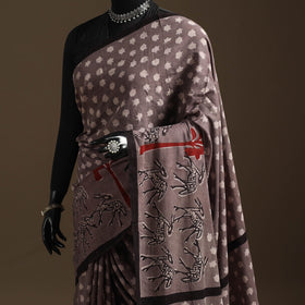 Brown - bindaas art natural dyed cotton saree 27