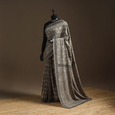 Brown - bindaas art natural dyed cotton saree 28