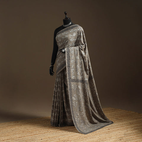 Brown - bindaas art natural dyed cotton saree 28