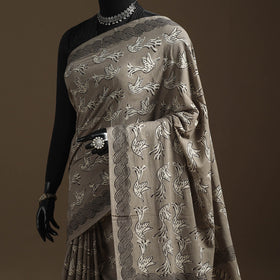 Brown - bindaas art natural dyed cotton saree 28