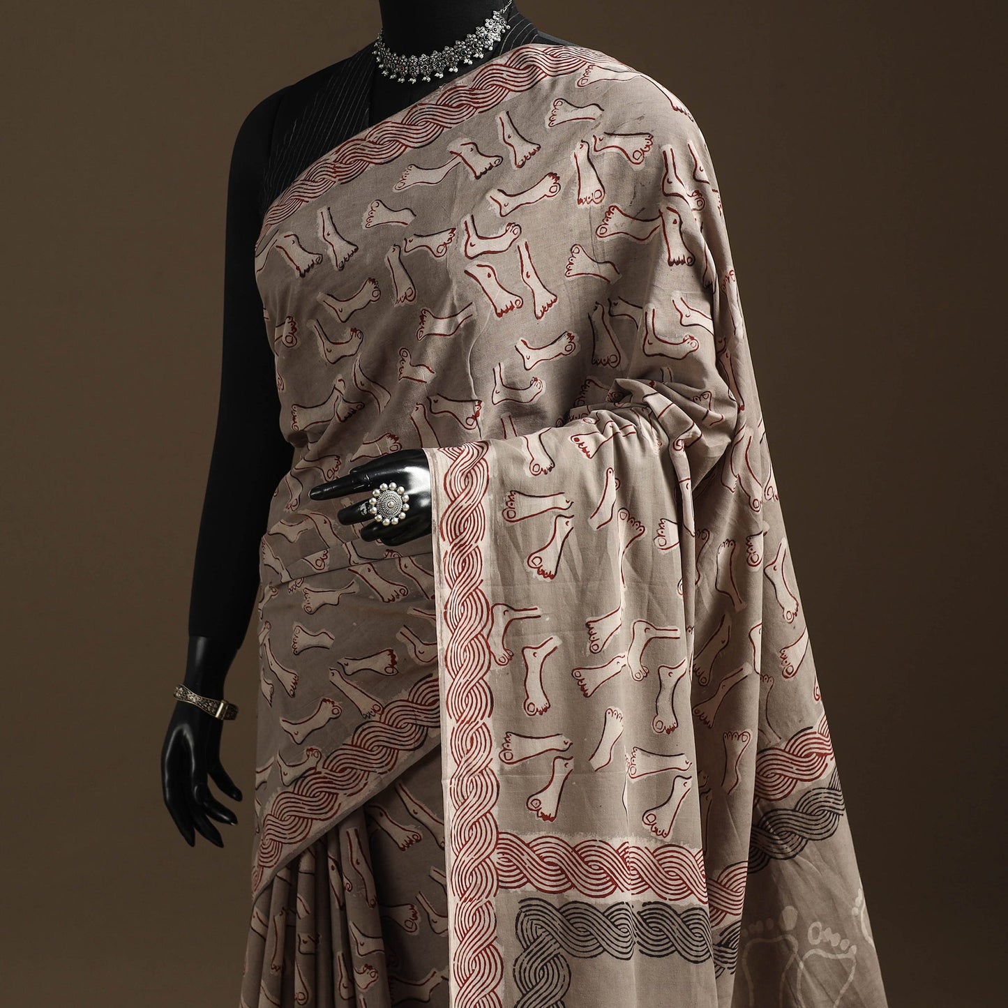 Brown - bindaas art natural dyed cotton saree 33