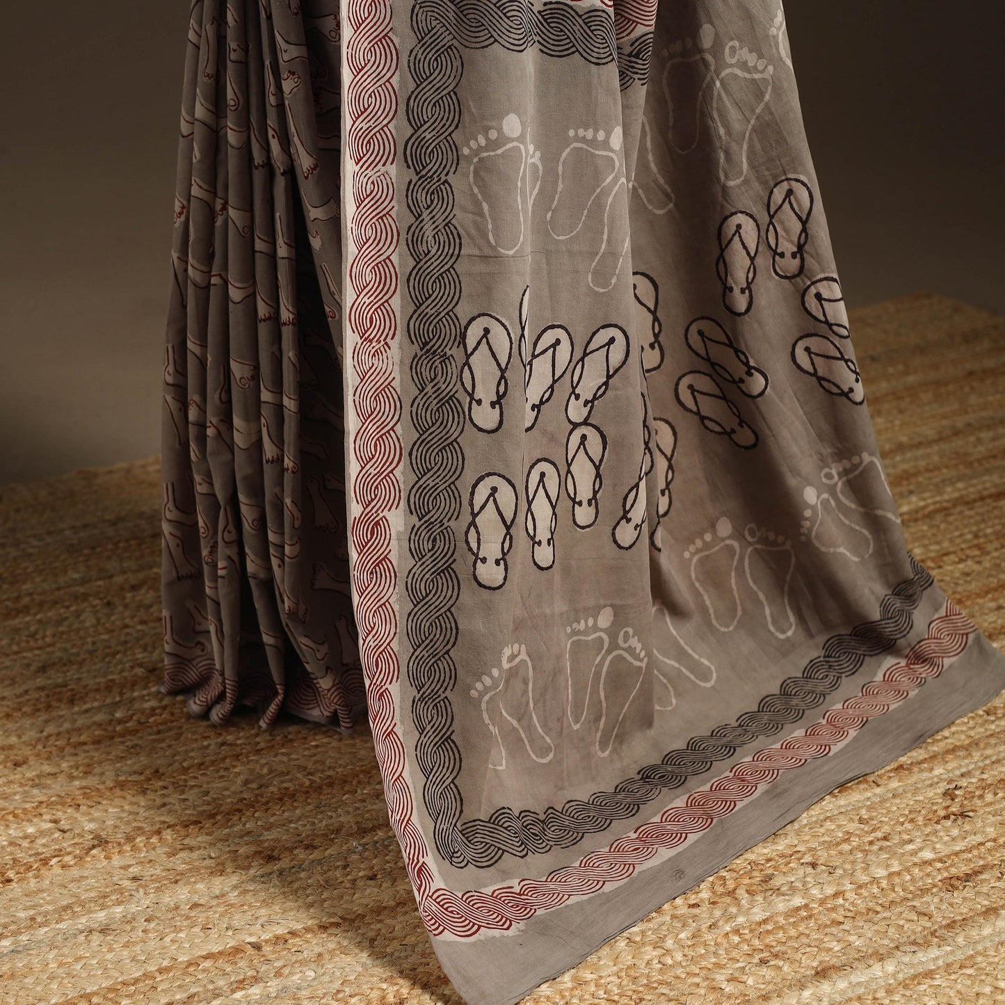 Brown - bindaas art natural dyed cotton saree 33