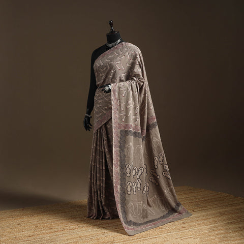 Brown - bindaas art natural dyed cotton saree 33