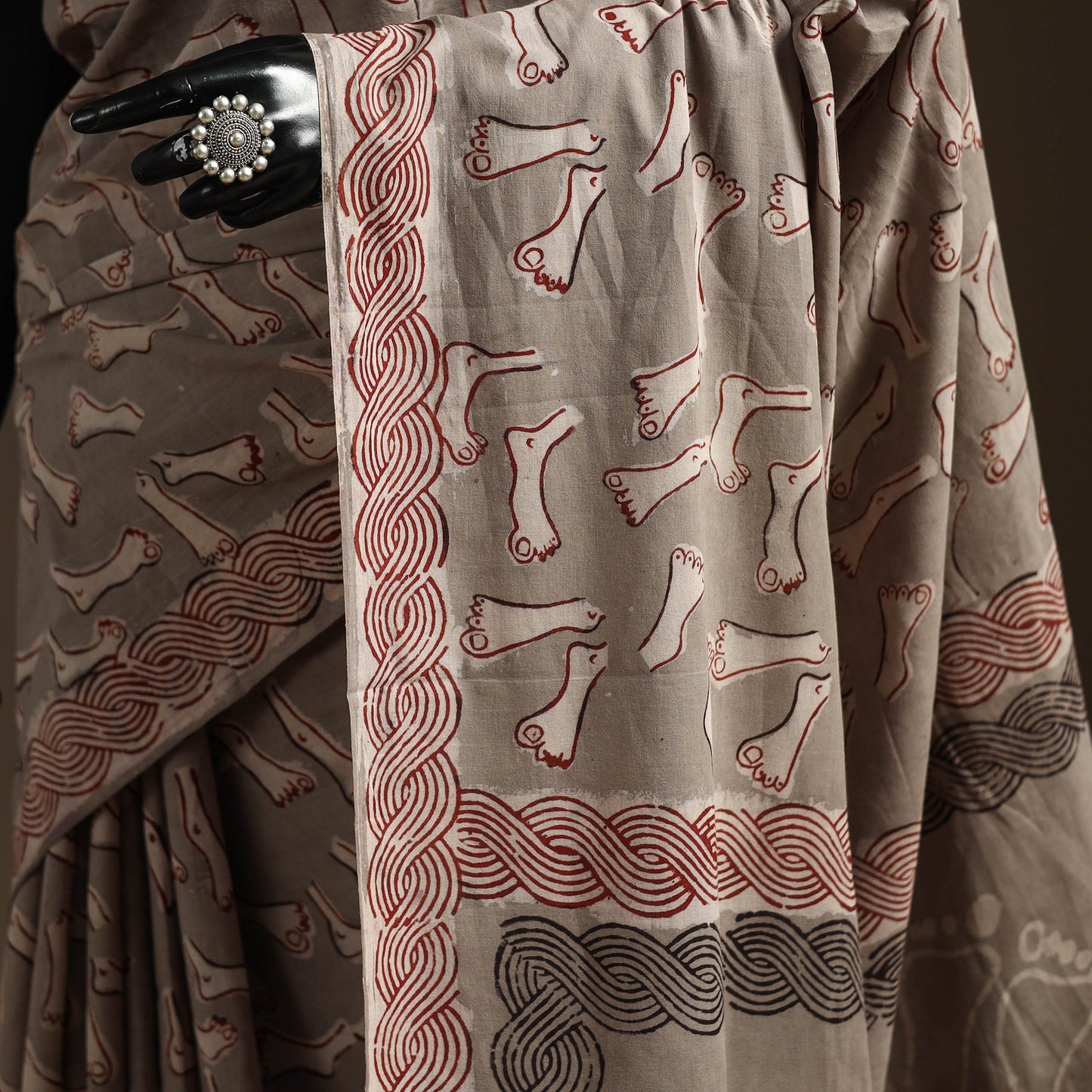 Brown - bindaas art natural dyed cotton saree 33