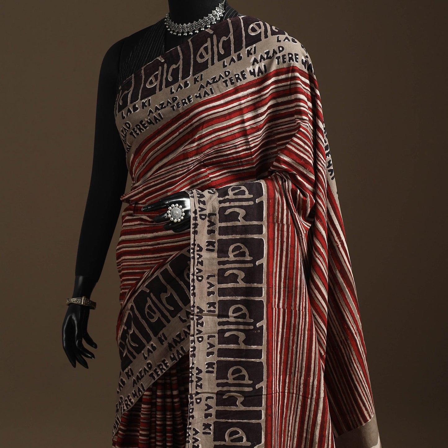 Brown - bindaas art natural dyed cotton saree 34