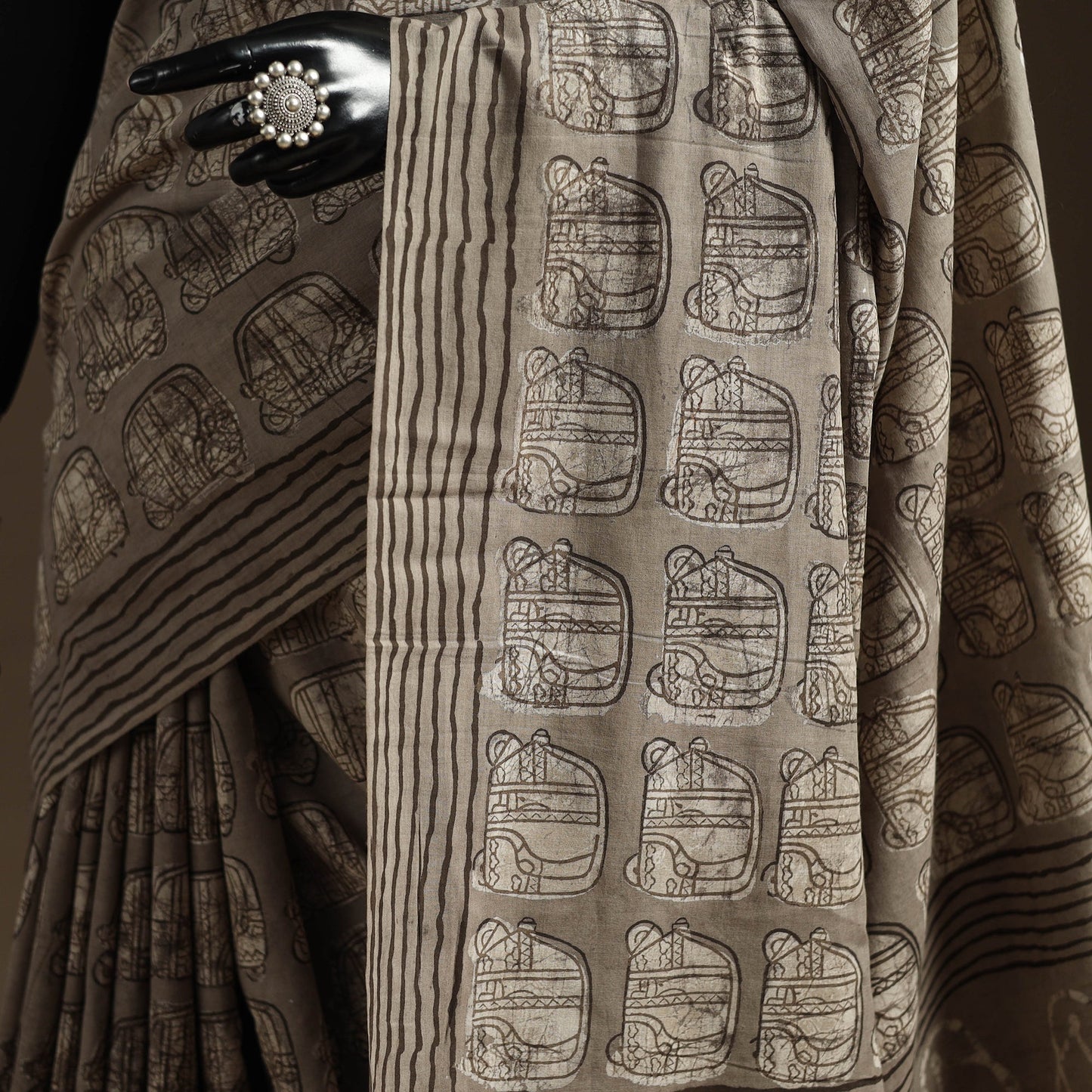 Brown - bindaas art natural dyed cotton saree 35