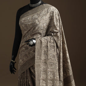 Brown - bindaas art natural dyed cotton saree 35