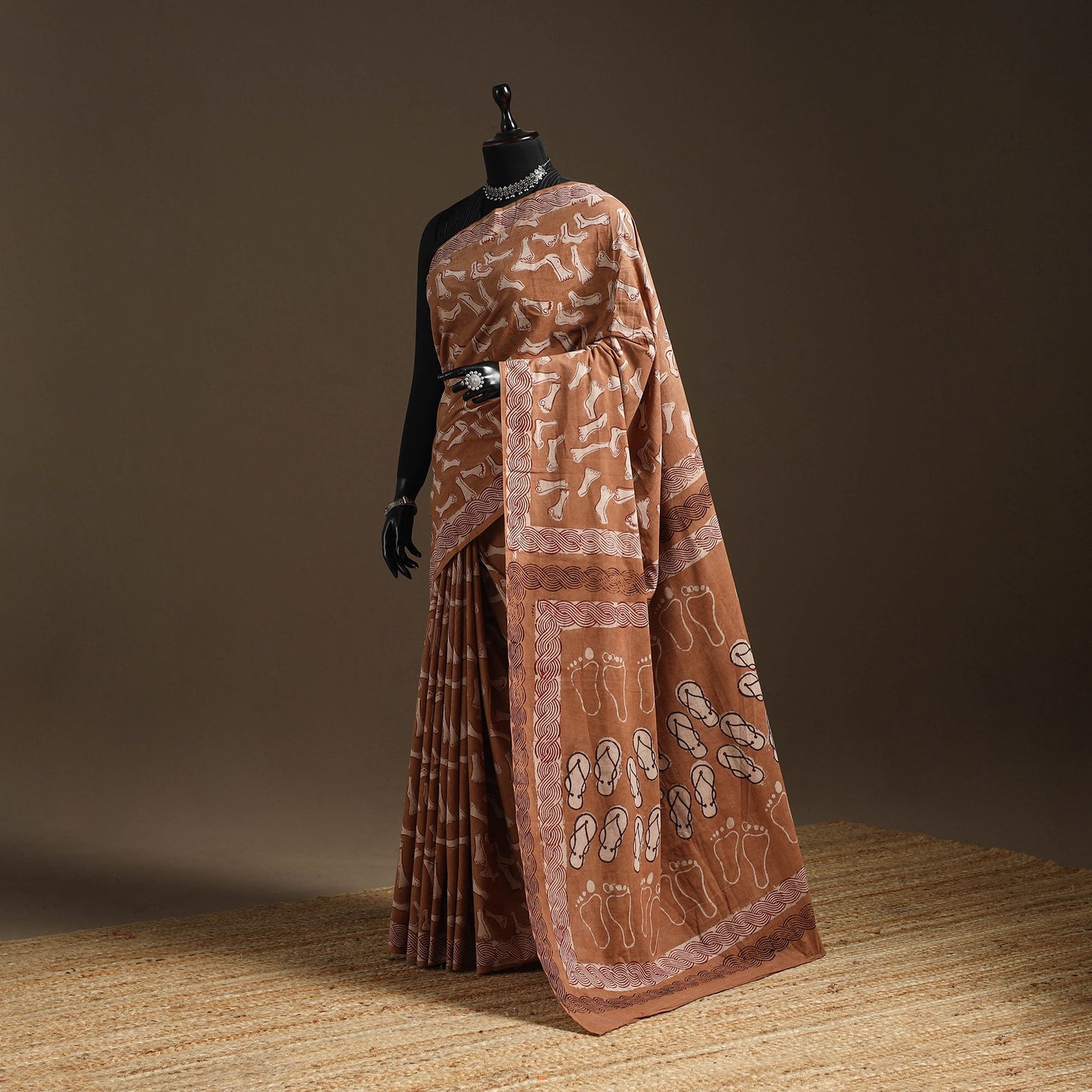 Brown - bindaas art natural dyed cotton saree 36