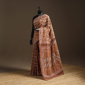 Brown - bindaas art natural dyed cotton saree 36