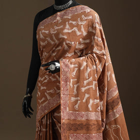 Brown - bindaas art natural dyed cotton saree 36