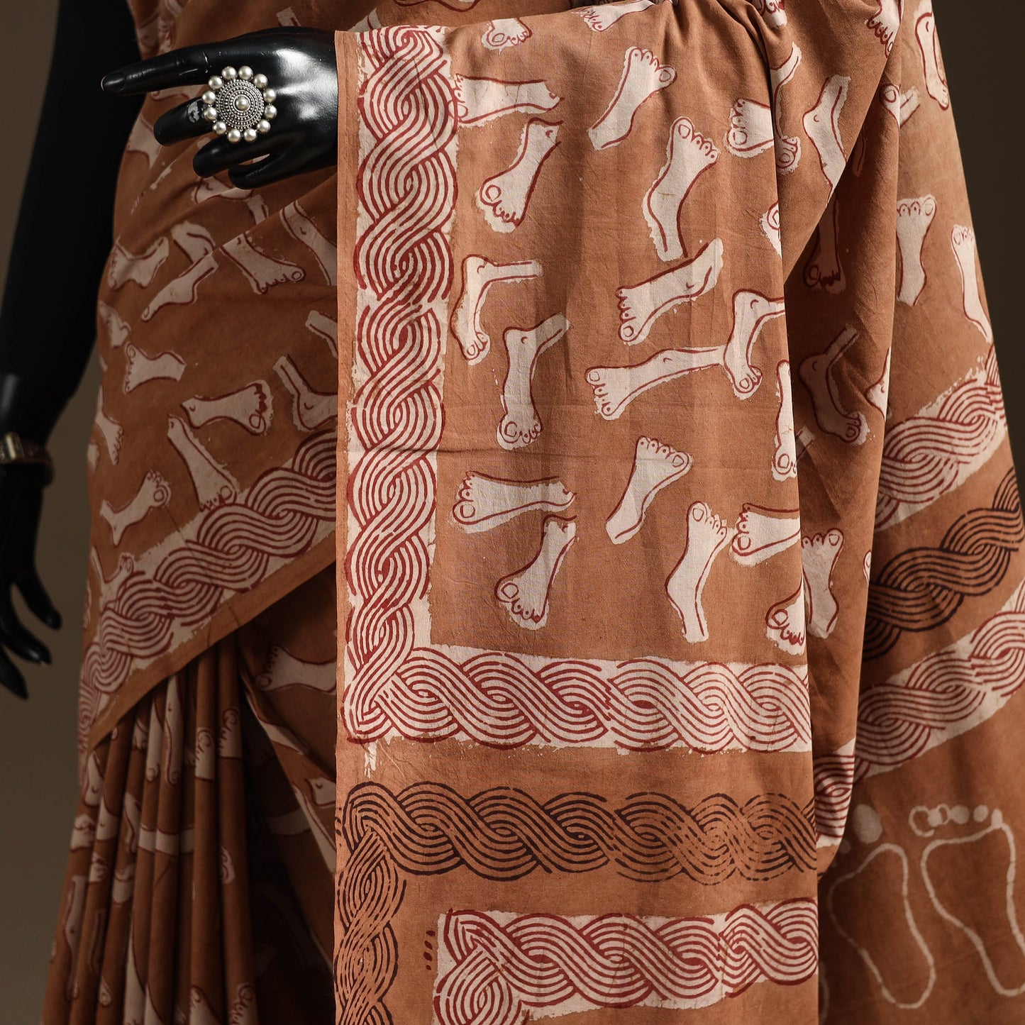 Brown - bindaas art natural dyed cotton saree 36