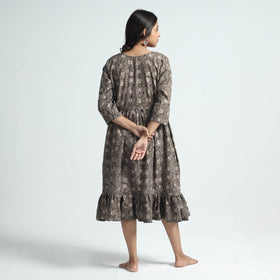 Brown - Bindaas Art Block Printed Cotton Dress