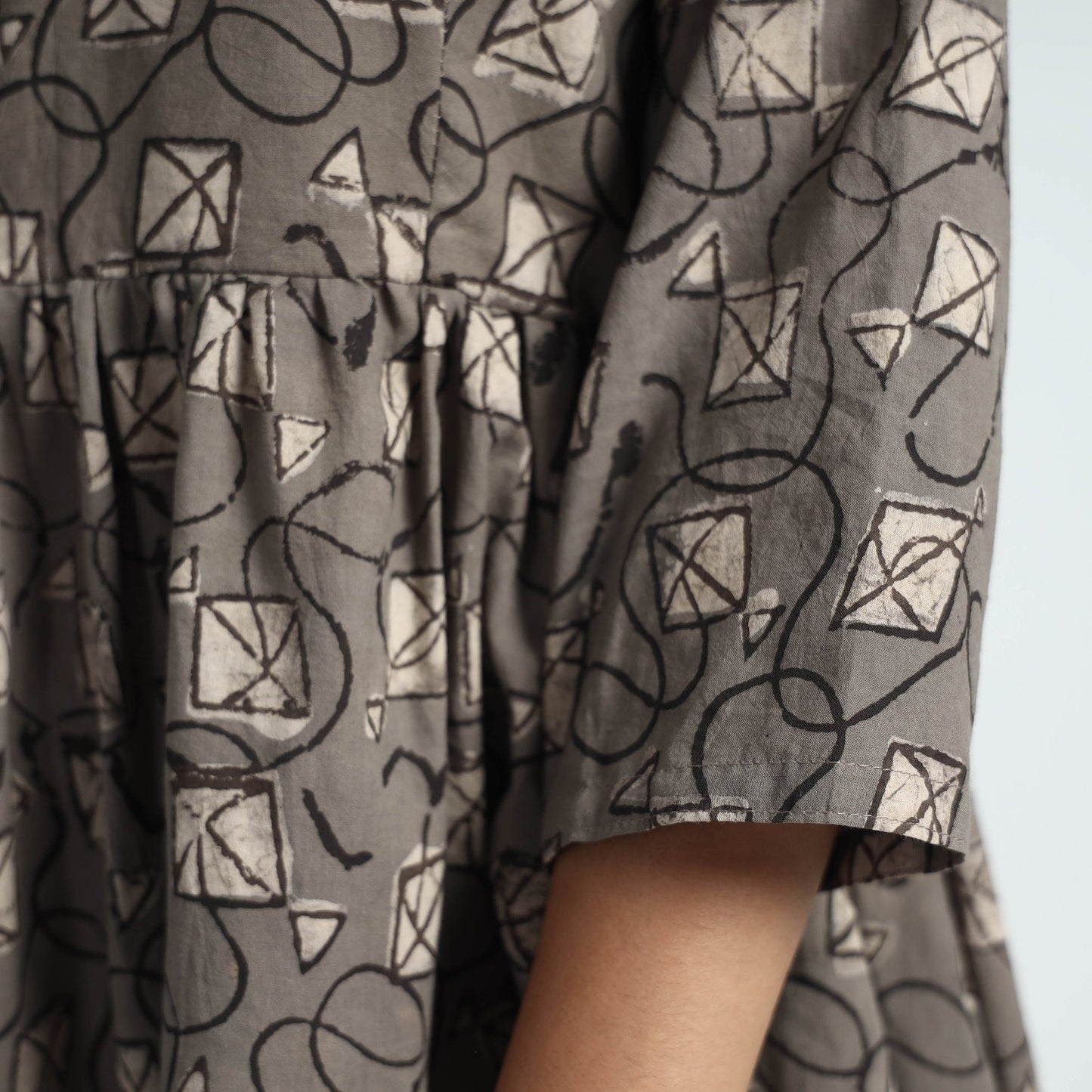 Brown - Bindaas Art Block Printed Cotton Dress