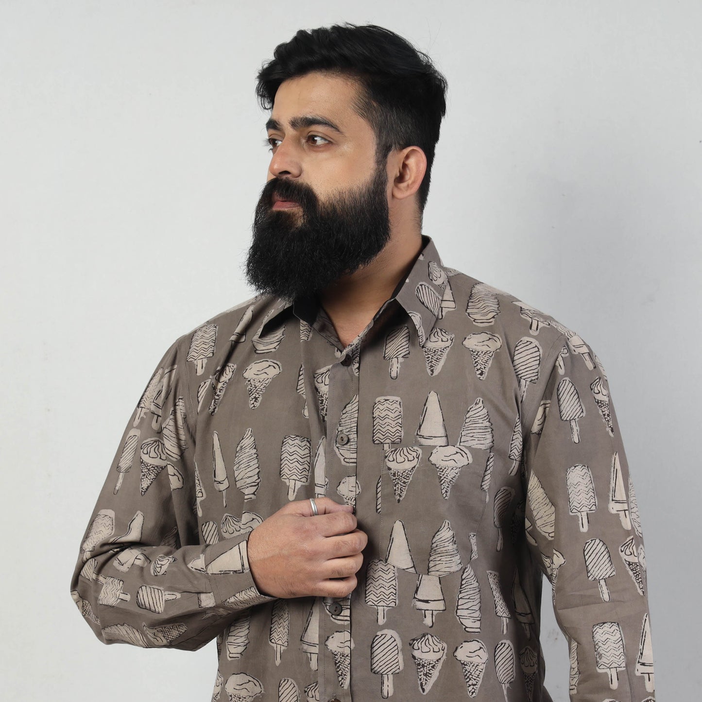 Bindaas Block Art Printed Cotton Men Full Sleeve Shirt