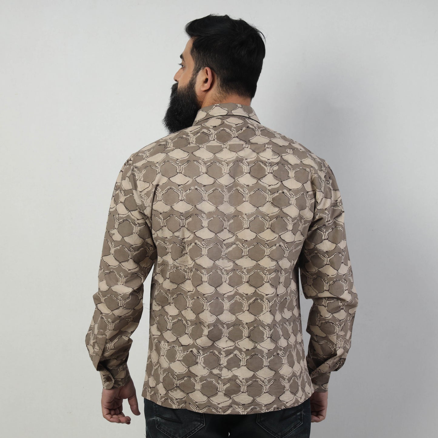 Bindaas Block Art Printed Cotton Men Full Sleeve Shirt