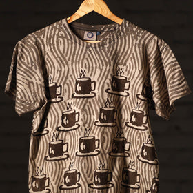 Brown - bindaas art printed cotton round neck t-shirt