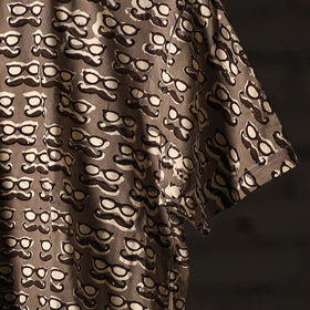 Brown - bindaas art printed cotton round neck t-shirt