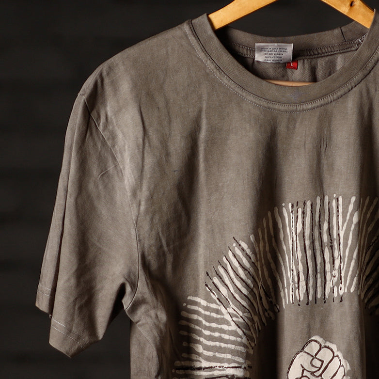 Brown - bindaas art printed cotton round neck t-shirt