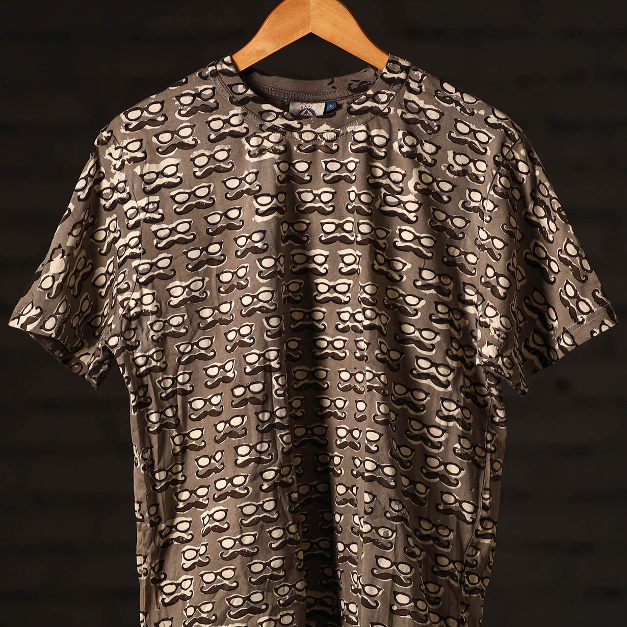 Brown - bindaas art printed cotton round neck t-shirt