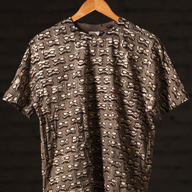 Brown - bindaas art printed cotton round neck t-shirt